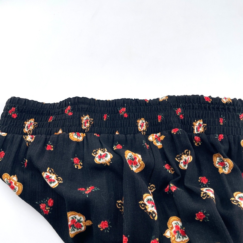 Carole Little Vintage High Rise Wide Leg Floral Pants Black Gold Red Size 14 - Picture 4 of 5